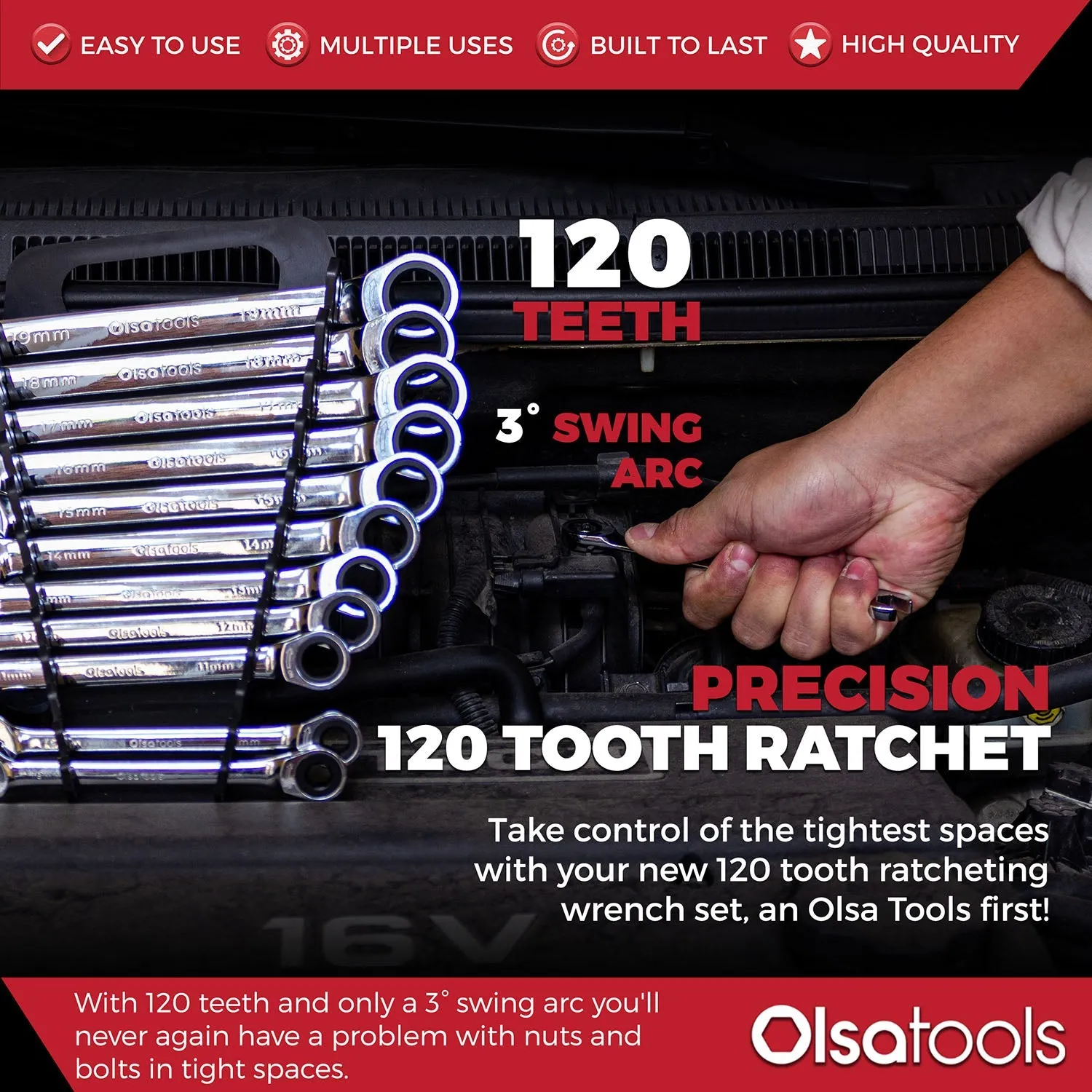 120 Tooth Ratcheting Wrench Set