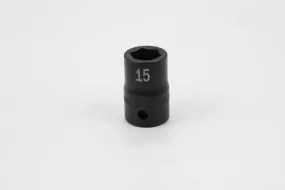 15 mm 1/2" Drive 6 Point Standard Metric Impact Socket