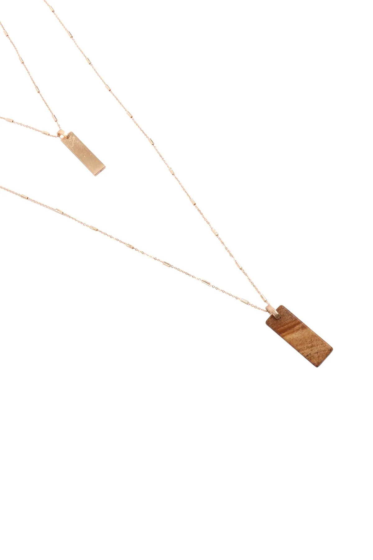 2 LAYERED BAR METAL STONE PENDANT NECKLACE/6PCS (NOW $1.25 ONLY!)