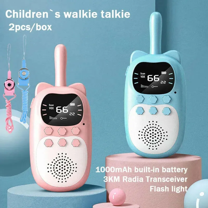 2PCS Kids Walkie Talkie  Electronic Toys Children Spy Gadgets Baby Radio Phone 3km Range Christmas Birthday Gift For Boys Girls