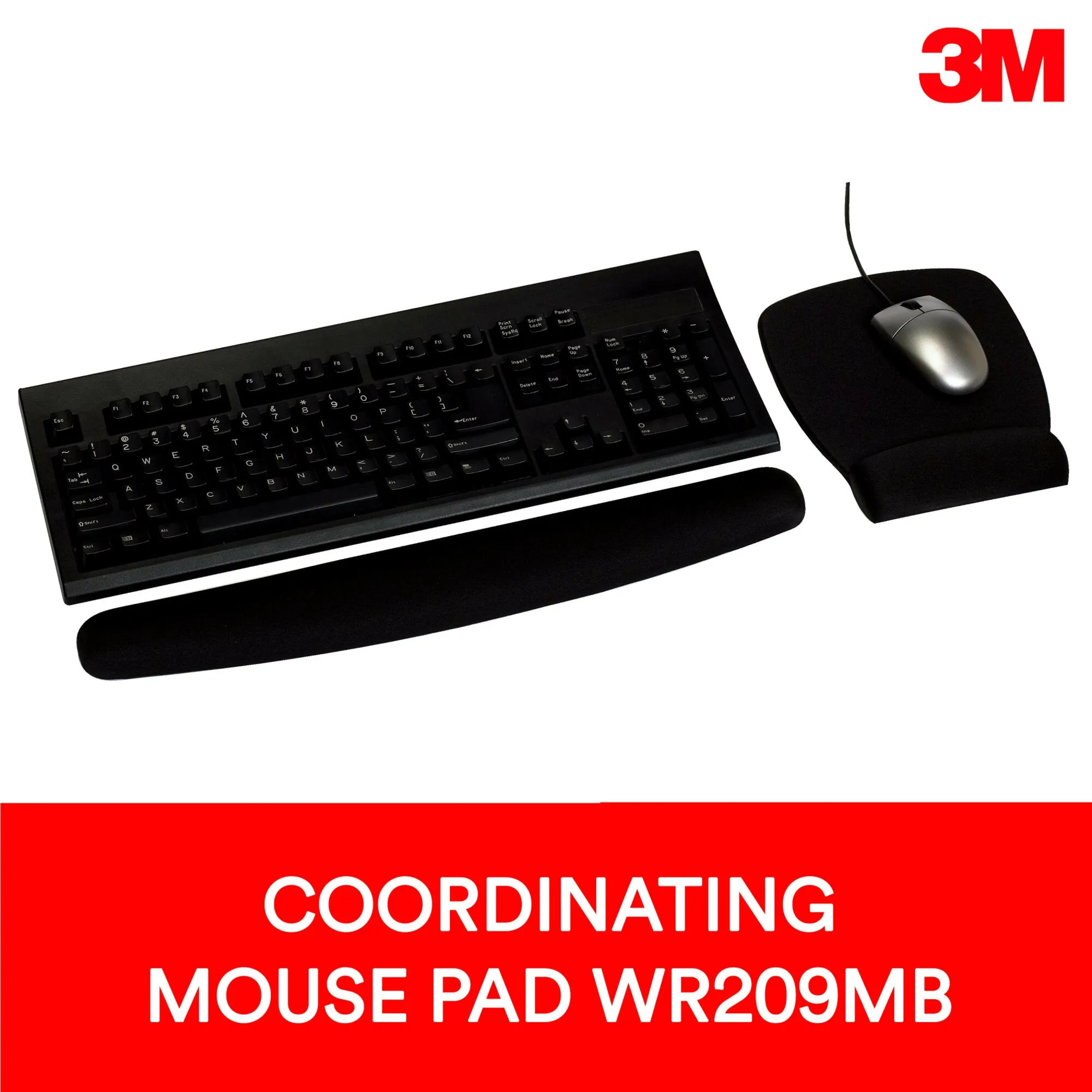 3M Foam Mouse Pad Wrist Rest MW209MB, Compact Size, Fabric, Black