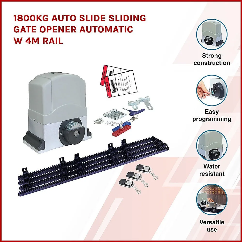 550W Silent Auto Sliding Gate Opener w/ 4m Rail & Remotes