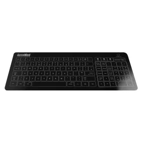 AccuMed Glass Keyboard with Integrated Touchpad in Black (Wired or Wireless)