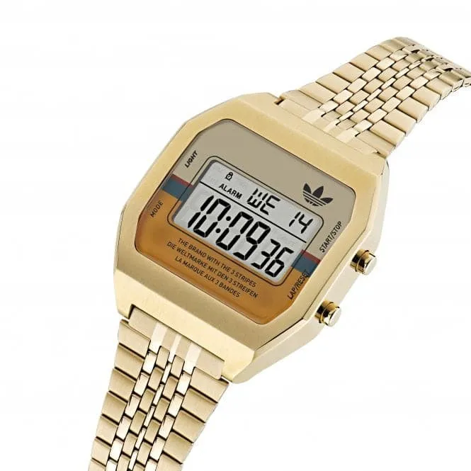 Adidas Unisex Digital Two Gold-Tone Watch AOST23555