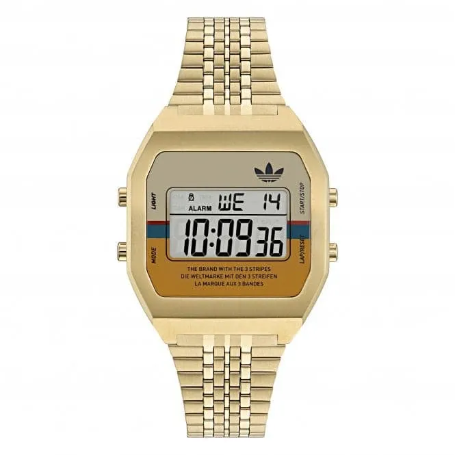 Adidas Unisex Digital Two Gold-Tone Watch AOST23555