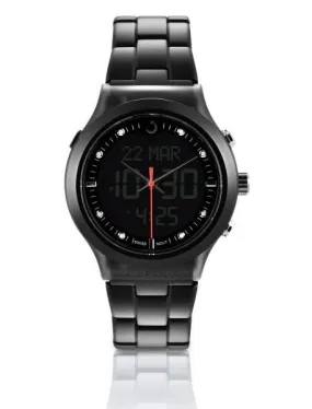 Alfajr WB-20 Analog-Digital Watch Black Aluminum Strap