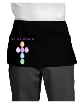 All is forgiven Cross Faux Applique Dark Adult Mini Waist Apron, Server Apron