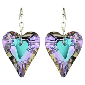 Aphrodite Crystal Heart French Wire Earrings (Sterling Silvertone/Violet AB)