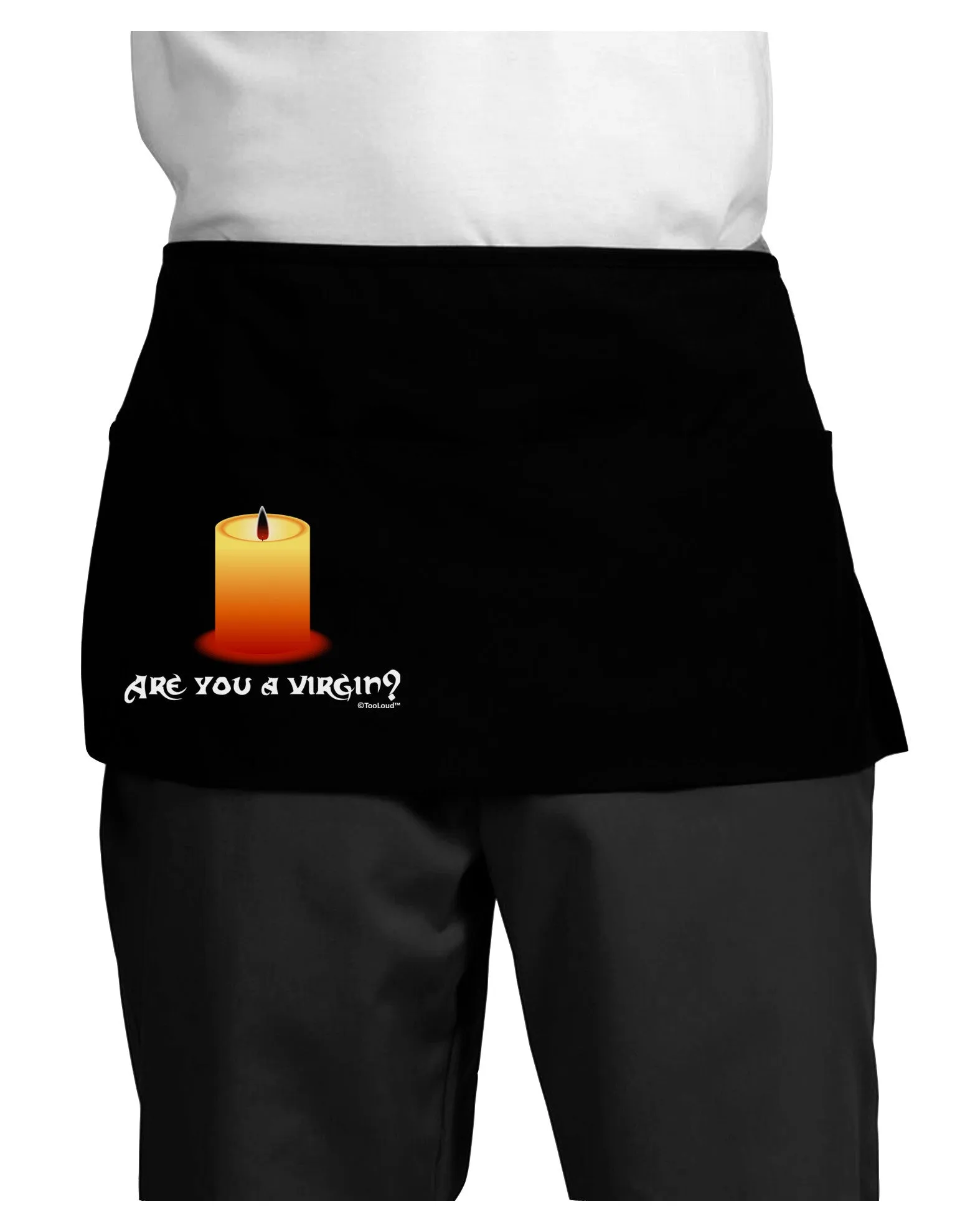 Are You A Virgin - Black Flame Candle Dark Adult Mini Waist Apron, Server Apron by TooLoud