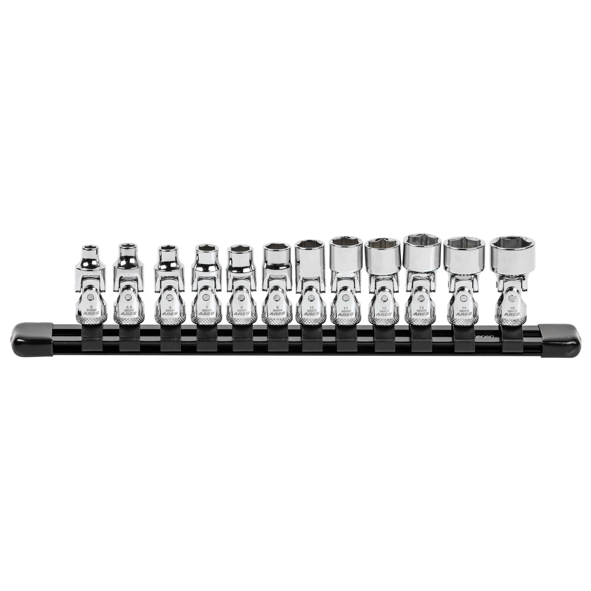 ARES 39009 - 12pc 1/4-inch Drive Metric Flex Socket Set