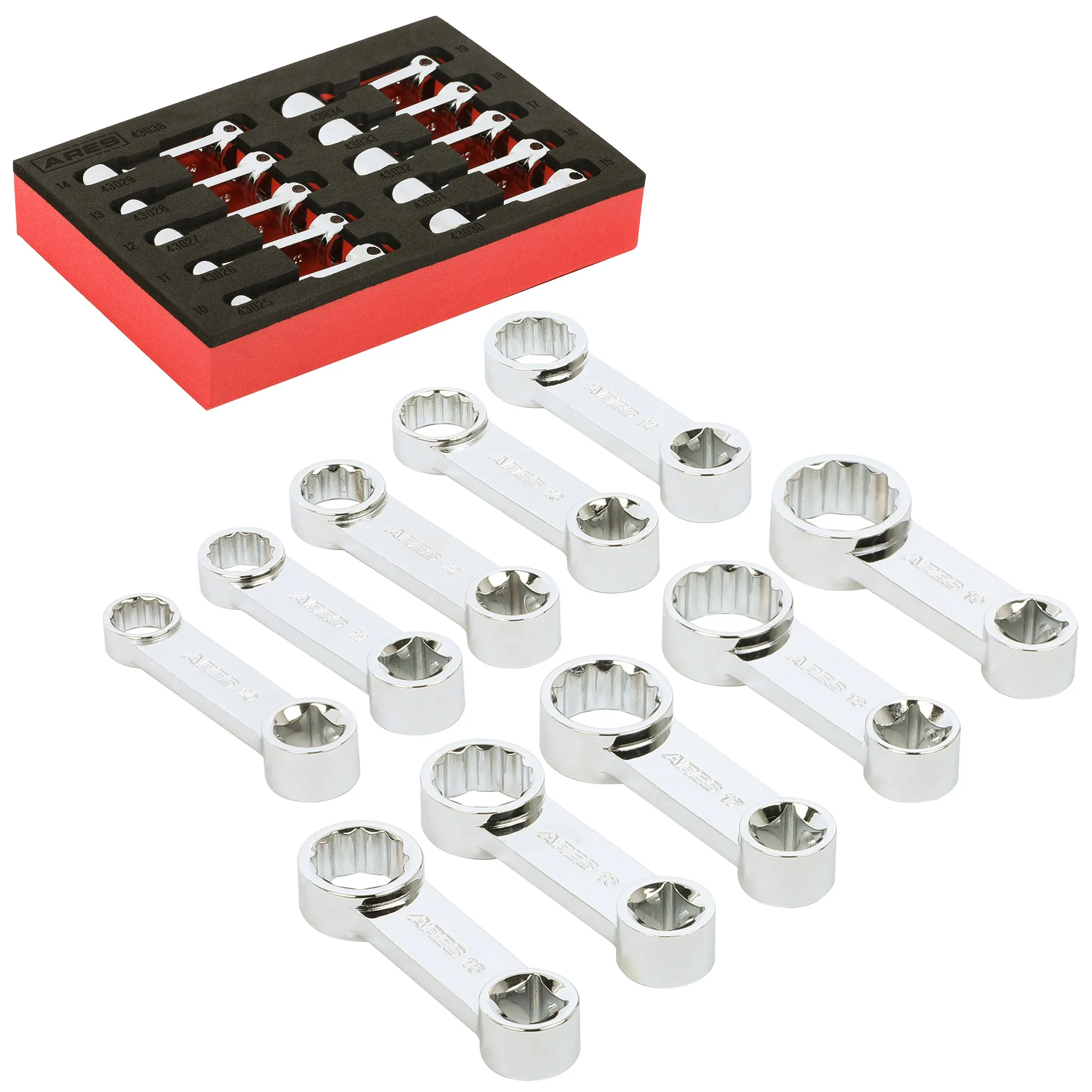 ARES 43036 - 10-Piece Metric 12-Point Box End Torque Adapter Extension Set