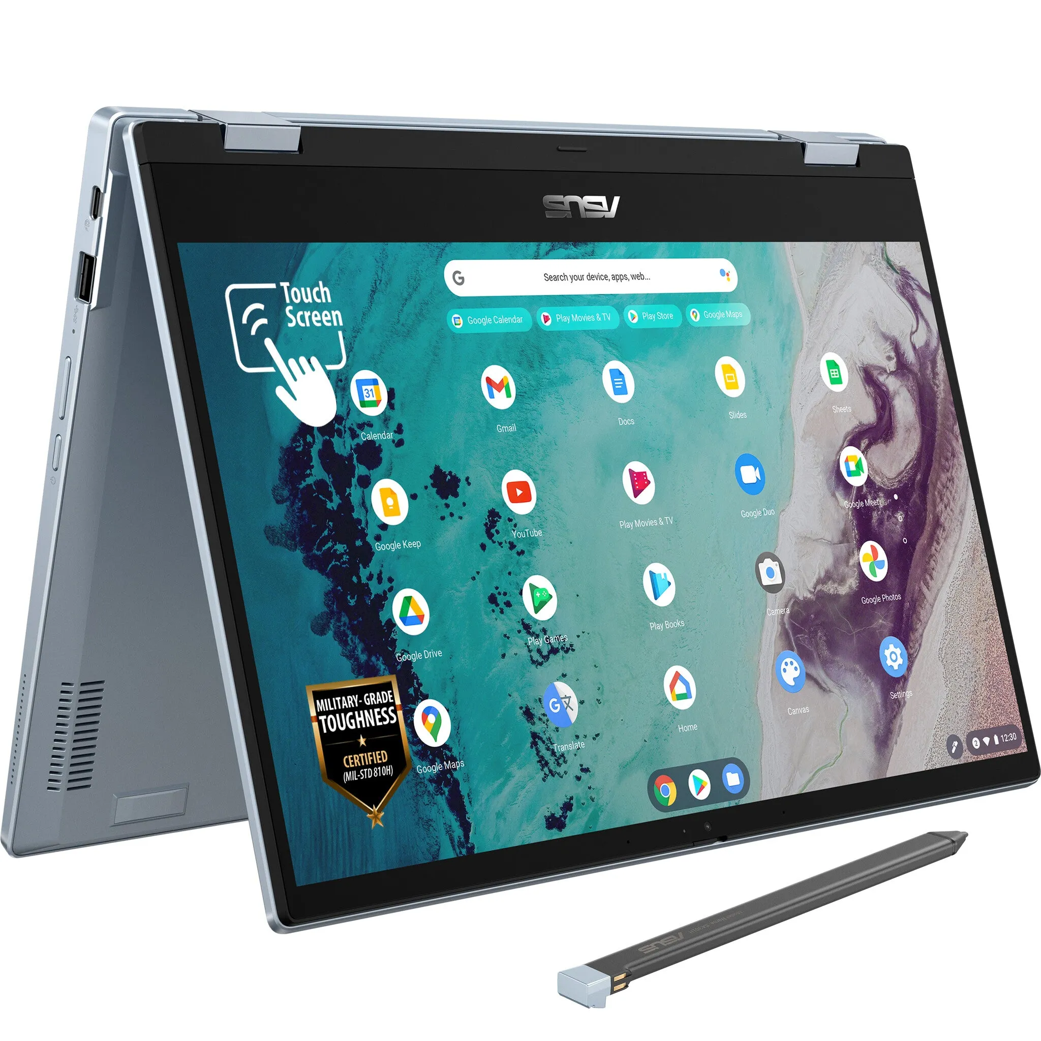 ASUS Chromebook Flip CX3 CB3400FMA-E10046 Intel® Core™ i3 i3-1110G4 35.6 cm (14") Touchscreen Full HD 8 GB LPDDR4x-SDRAM 128 GB SSD Wi-Fi 6 (802.11ax) ChromeOS Blue