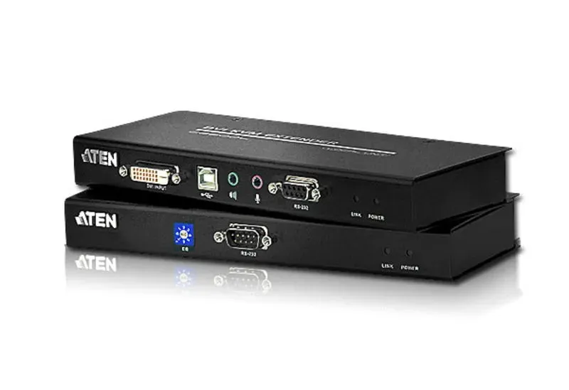 ATEN USB DVI Single Link Console Extender with Audio/Serial Support up to 60M  -  TAA Compliant / Audio Cat 5 KVM Extender