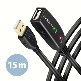 Axagon Adr-215 Usb 2.0 A-M -> A-F Active Extension/Repeater Cable 15M - Kabel - Digital/Daten Usb Cable Usb A Black