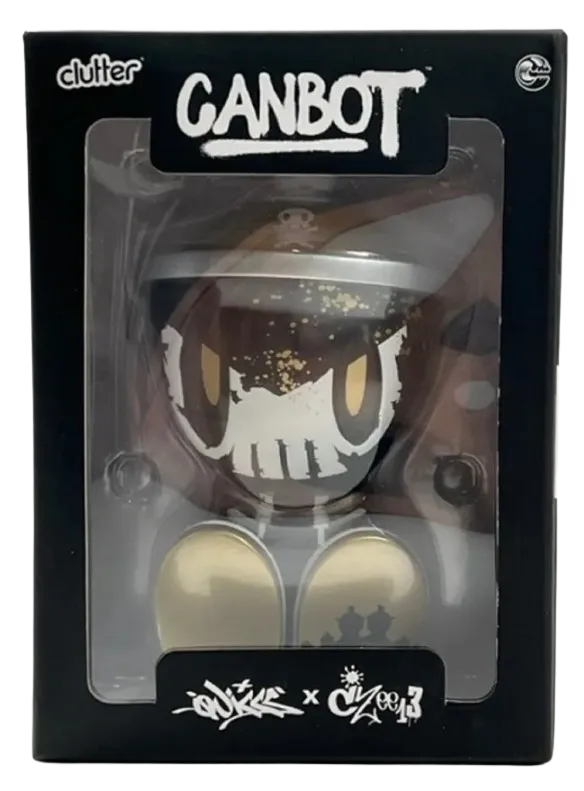 Battle Damaged Lil Qwiky Gold Signed Canbot Canz Art Toy by Quiccs x Czee13