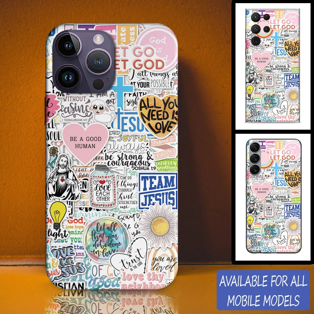 Be A Good Human Sticker Personalized Phone Case - Christian Phone Case - Bible Verse Phone Case