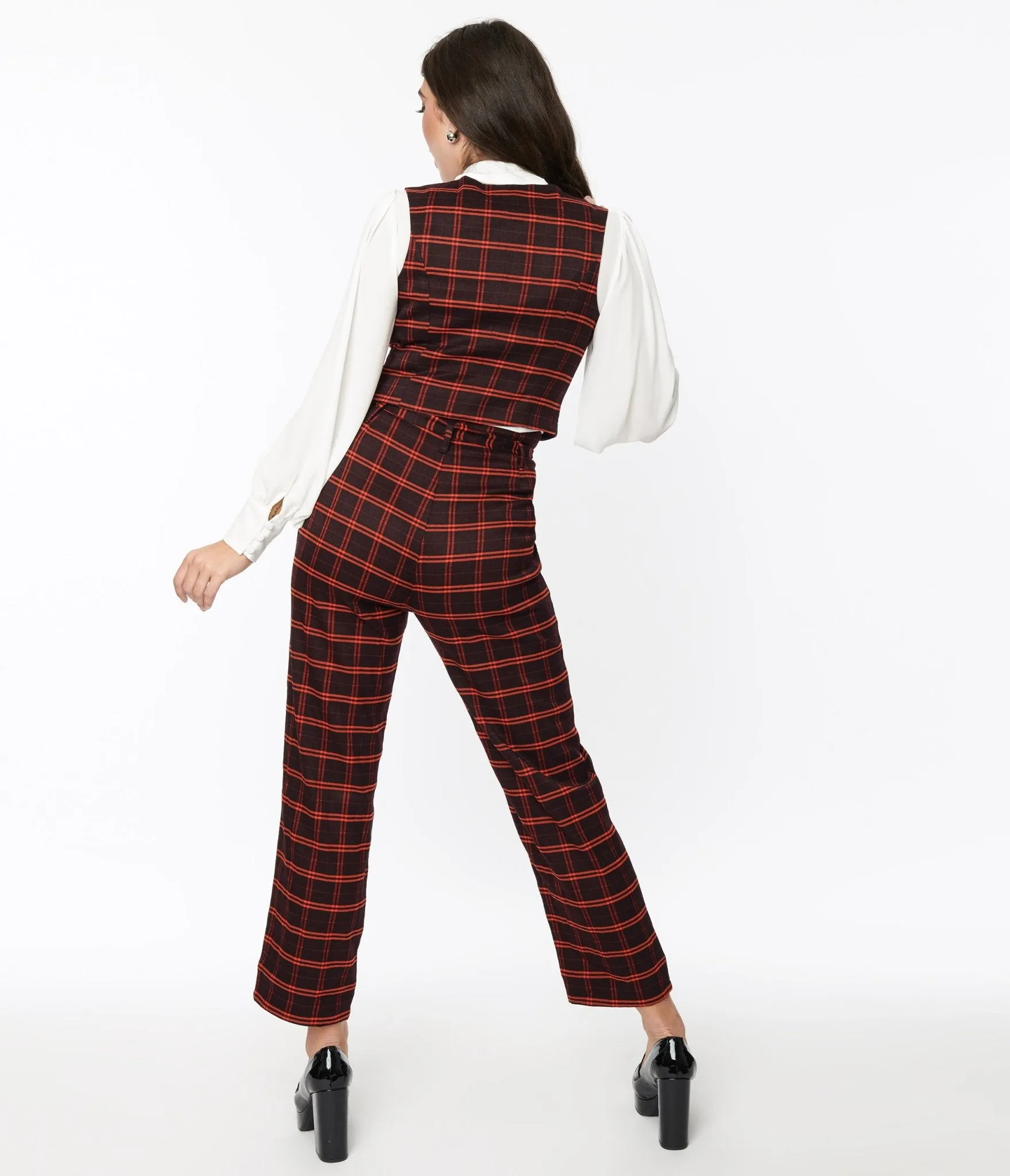 Black & Orange Windowpane Pants