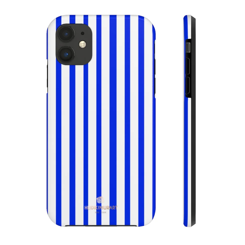 Blue Striped iPhone Case, Modern Designer Case Mate Tough Samsung Galaxy Phone Cases