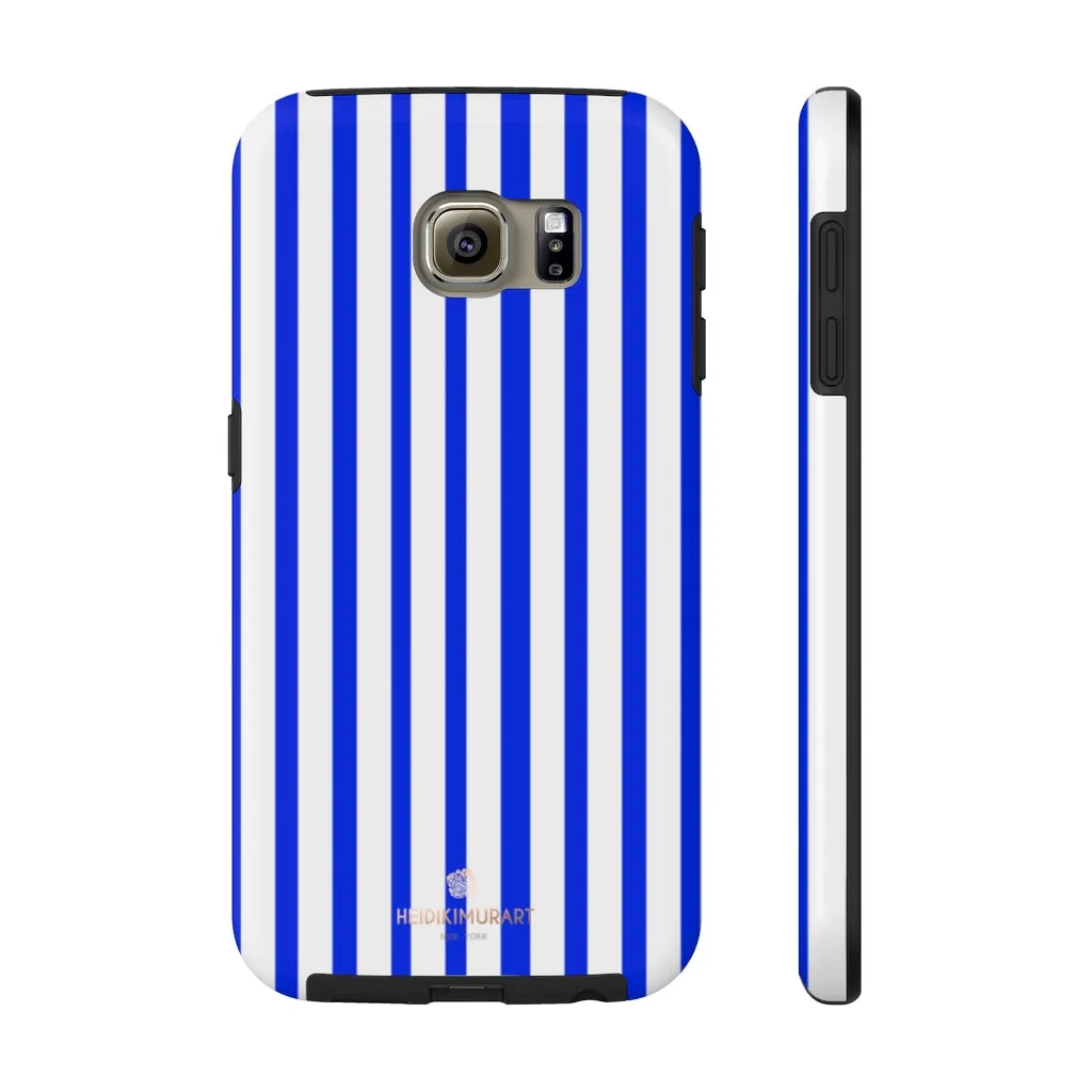 Blue Striped iPhone Case, Modern Designer Case Mate Tough Samsung Galaxy Phone Cases