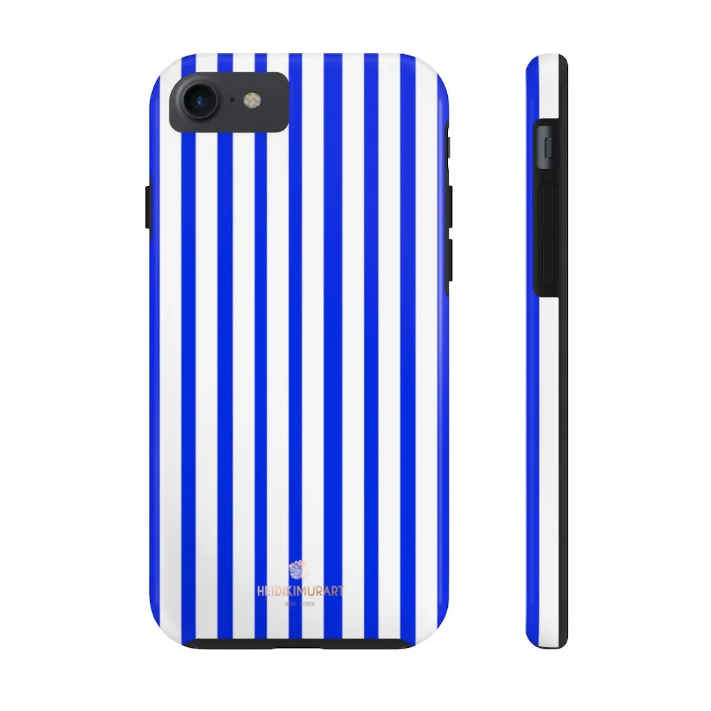 Blue Striped iPhone Case, Modern Designer Case Mate Tough Samsung Galaxy Phone Cases