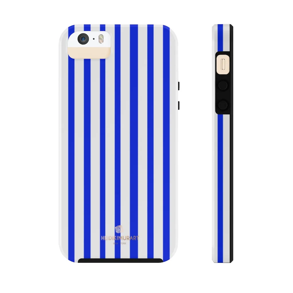 Blue Striped iPhone Case, Modern Designer Case Mate Tough Samsung Galaxy Phone Cases