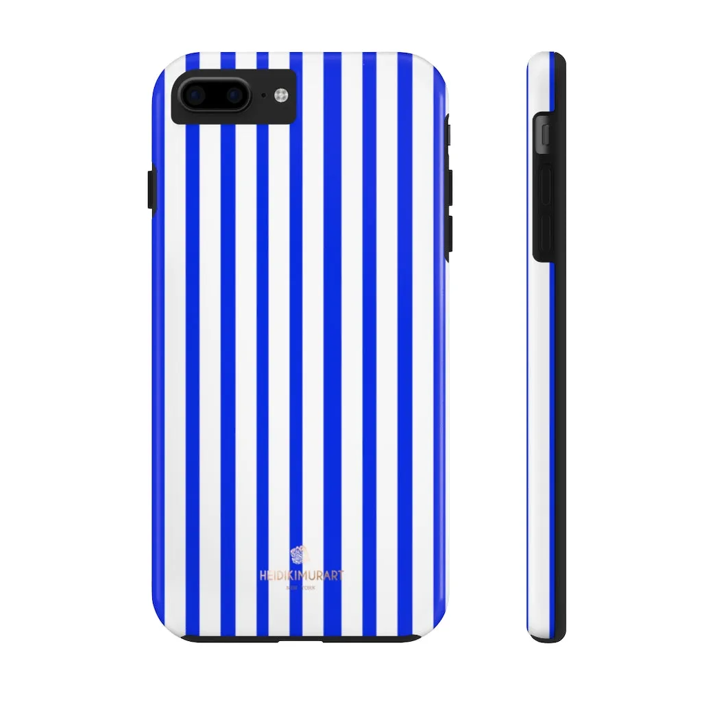 Blue Striped iPhone Case, Modern Designer Case Mate Tough Samsung Galaxy Phone Cases