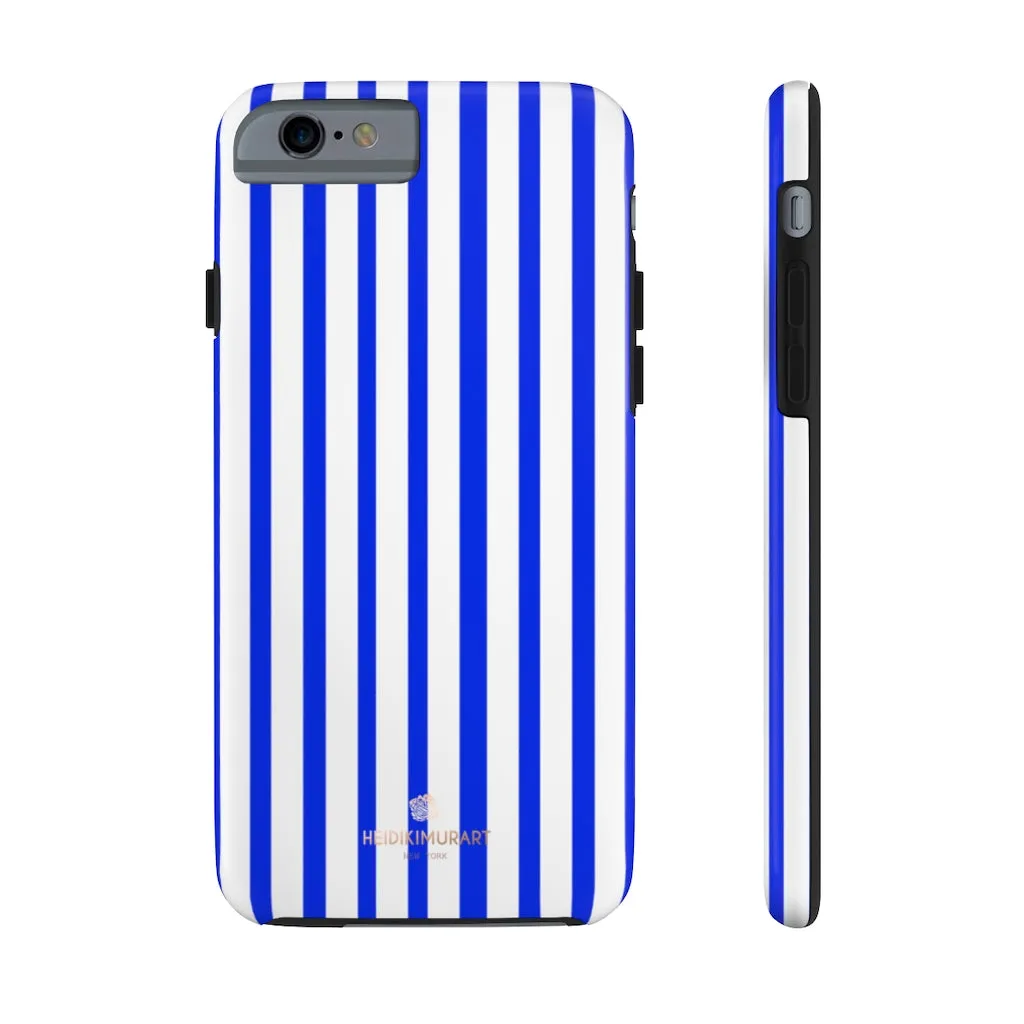 Blue Striped iPhone Case, Modern Designer Case Mate Tough Samsung Galaxy Phone Cases