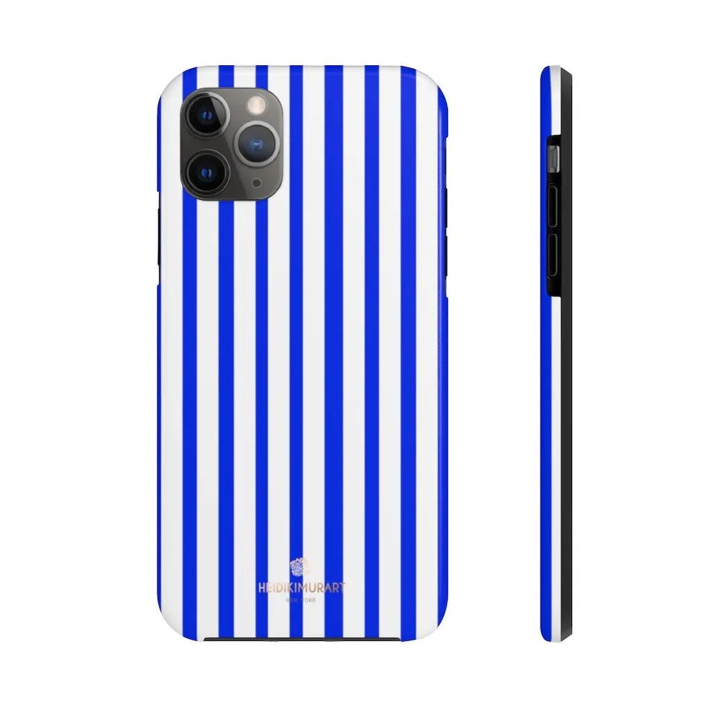 Blue Striped iPhone Case, Modern Designer Case Mate Tough Samsung Galaxy Phone Cases