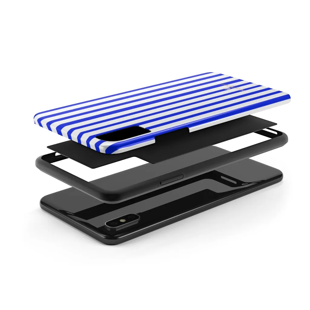 Blue Striped iPhone Case, Modern Designer Case Mate Tough Samsung Galaxy Phone Cases