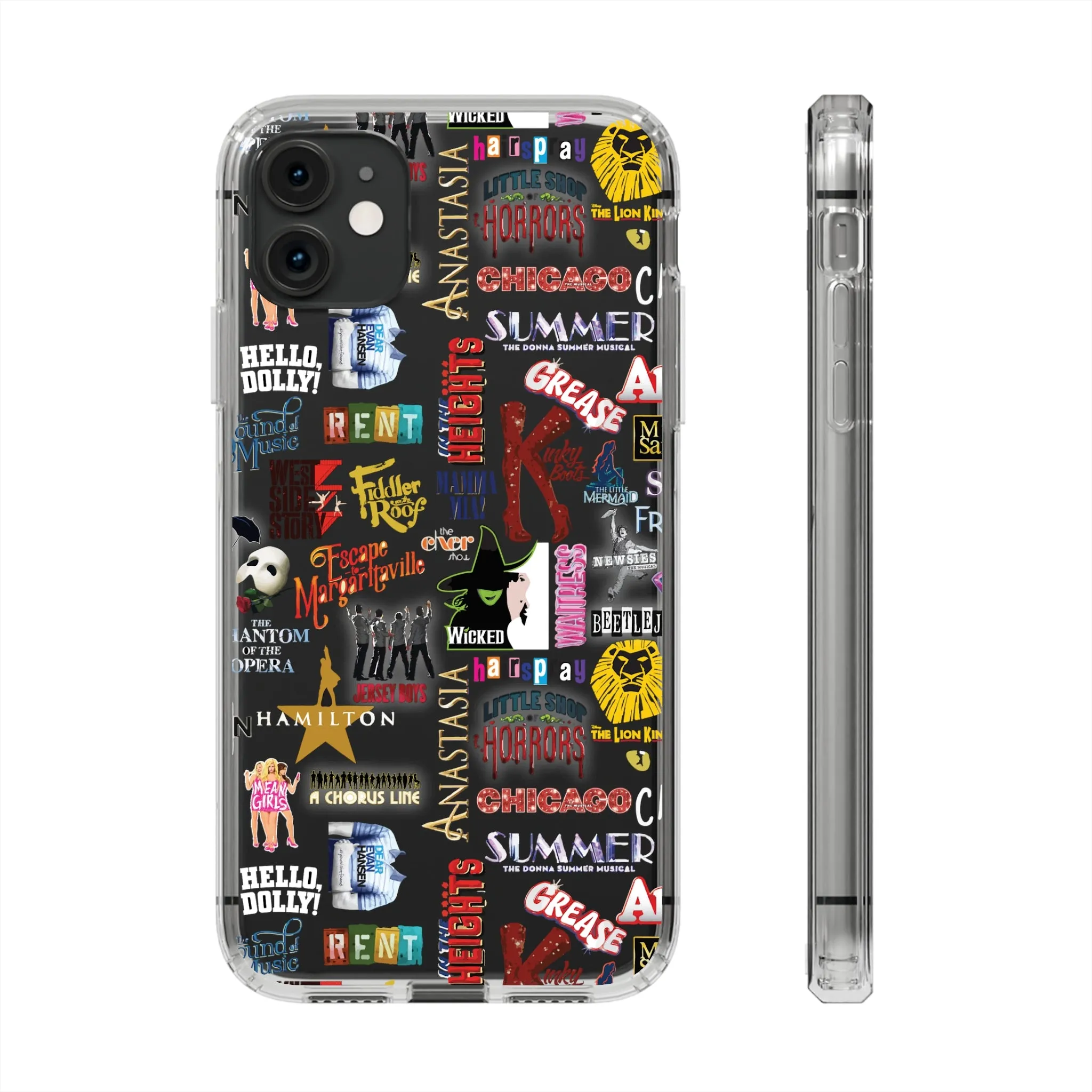 Broadway Logos Clear Phone Case! Disney Inspired Hand drawn Unique Musical Theater Gift