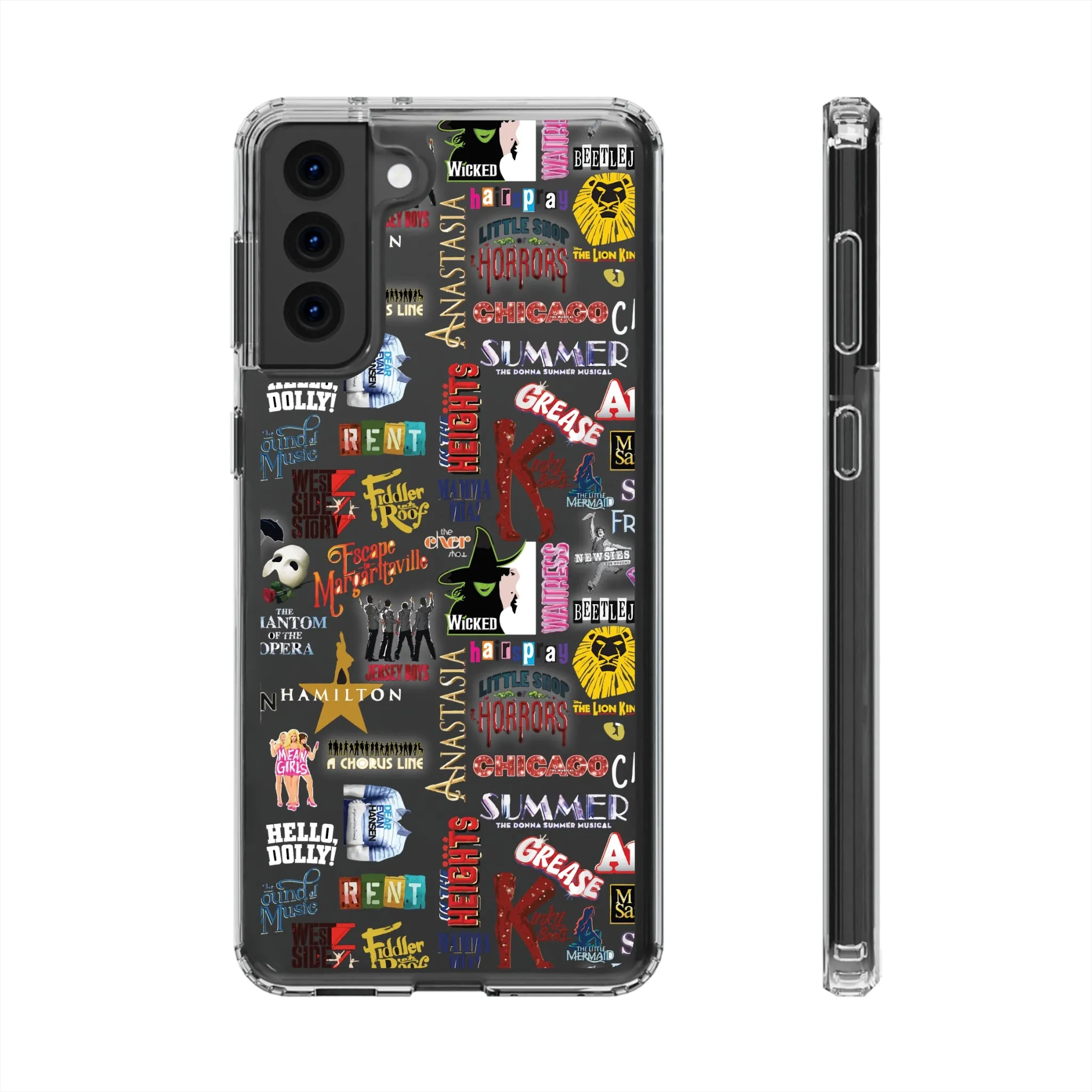 Broadway Logos Clear Phone Case! Disney Inspired Hand drawn Unique Musical Theater Gift