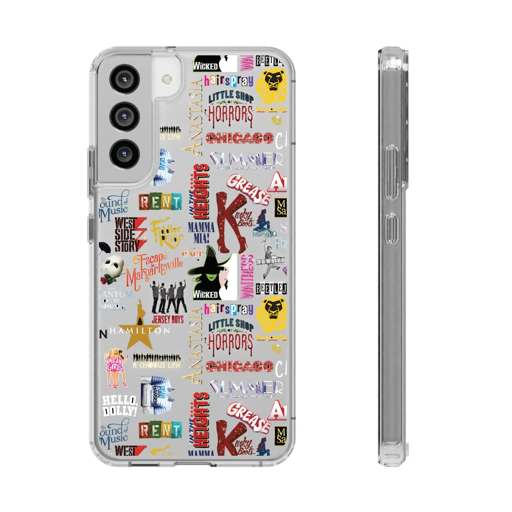 Broadway Logos Clear Phone Case! Disney Inspired Hand drawn Unique Musical Theater Gift