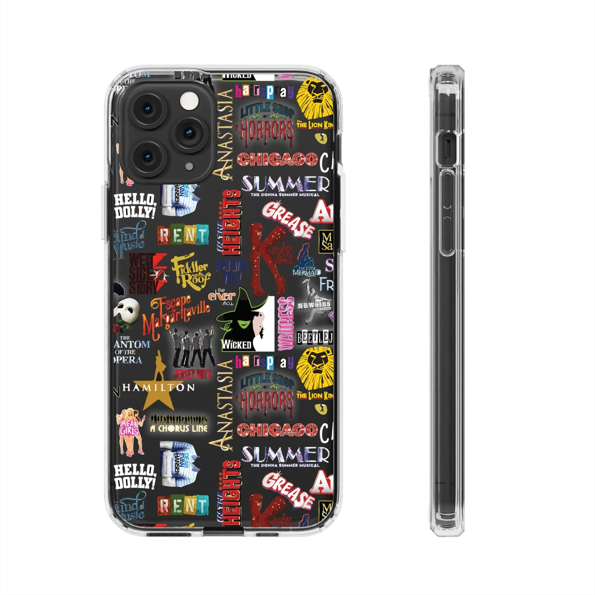 Broadway Logos Clear Phone Case! Disney Inspired Hand drawn Unique Musical Theater Gift