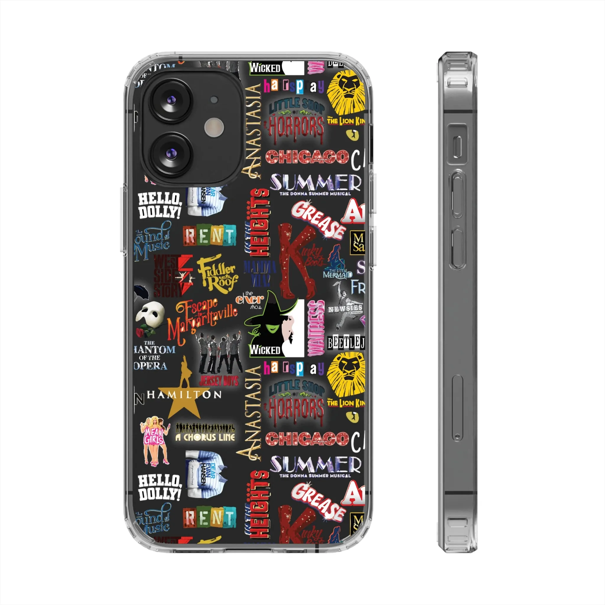 Broadway Logos Clear Phone Case! Disney Inspired Hand drawn Unique Musical Theater Gift