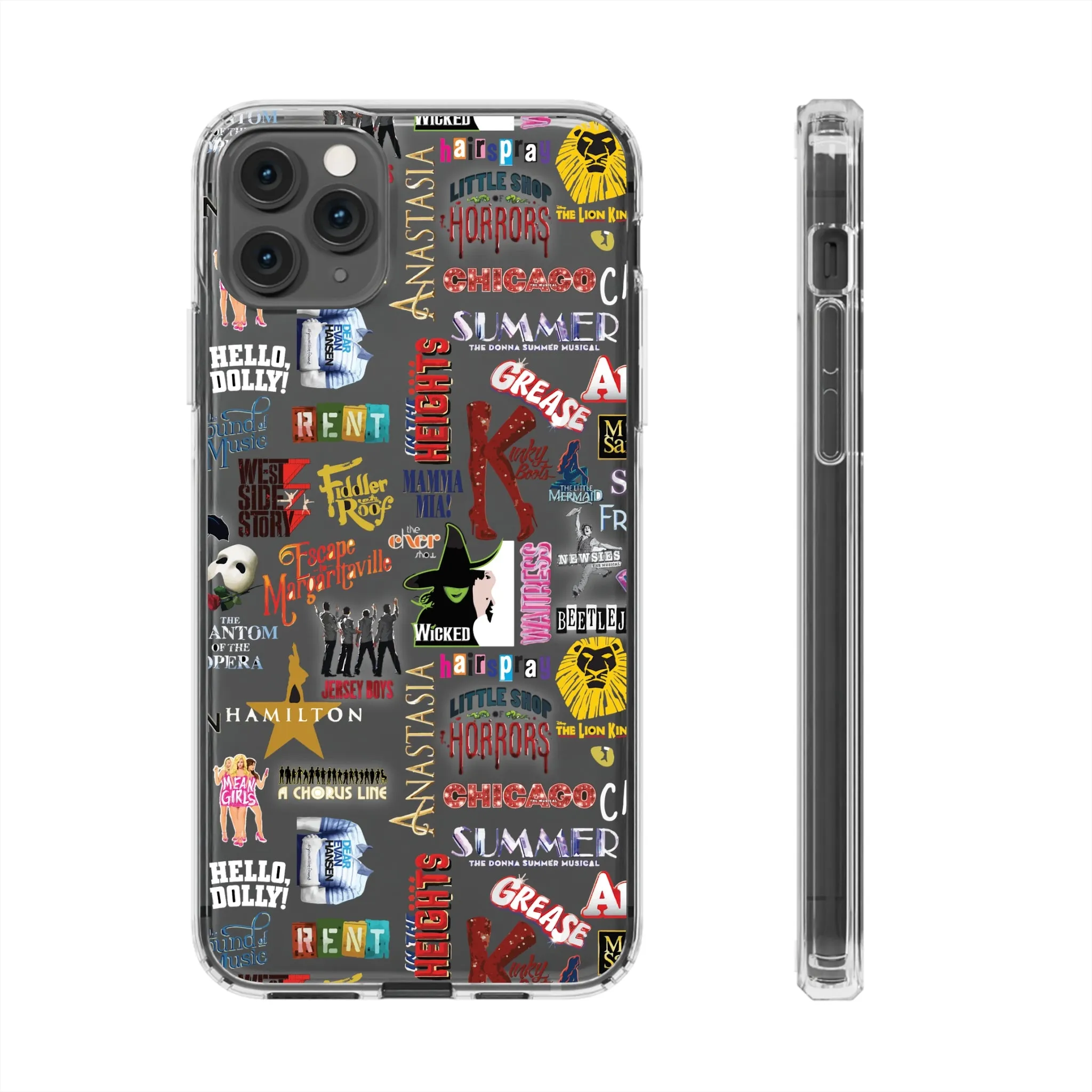 Broadway Logos Clear Phone Case! Disney Inspired Hand drawn Unique Musical Theater Gift