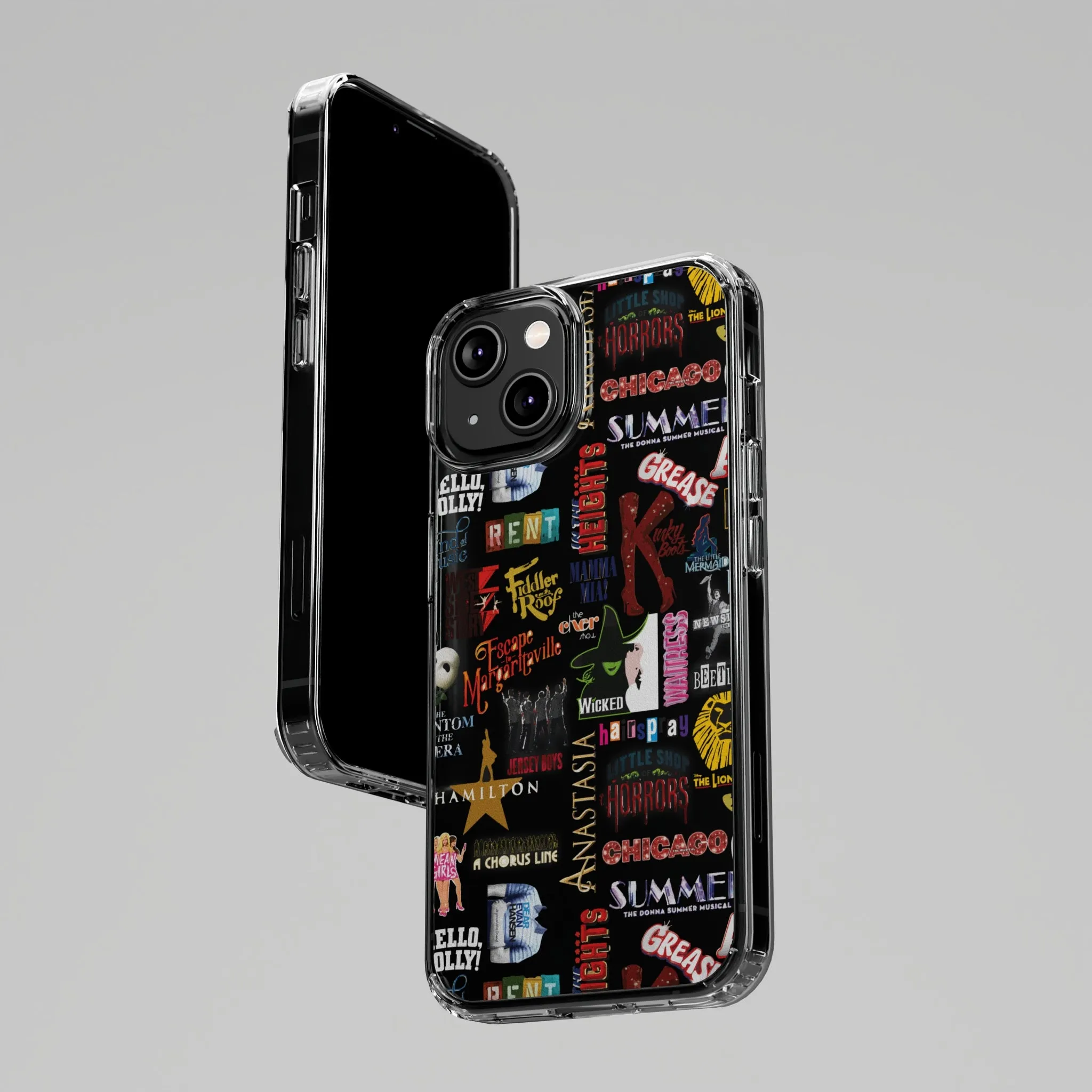 Broadway Logos Clear Phone Case! Disney Inspired Hand drawn Unique Musical Theater Gift