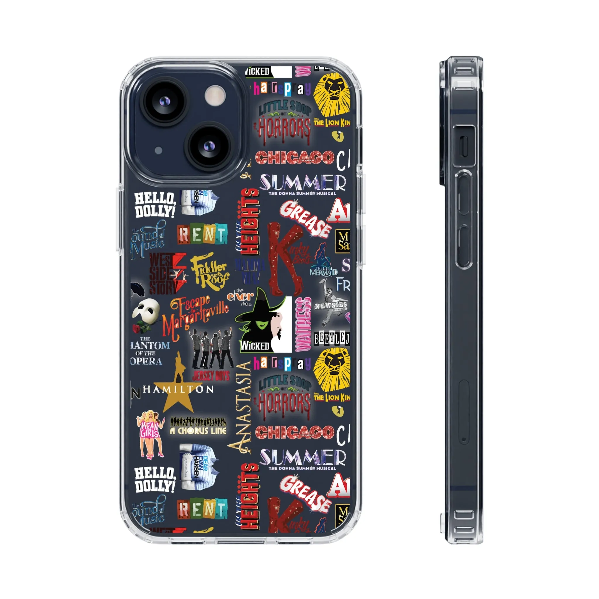 Broadway Logos Clear Phone Case! Disney Inspired Hand drawn Unique Musical Theater Gift