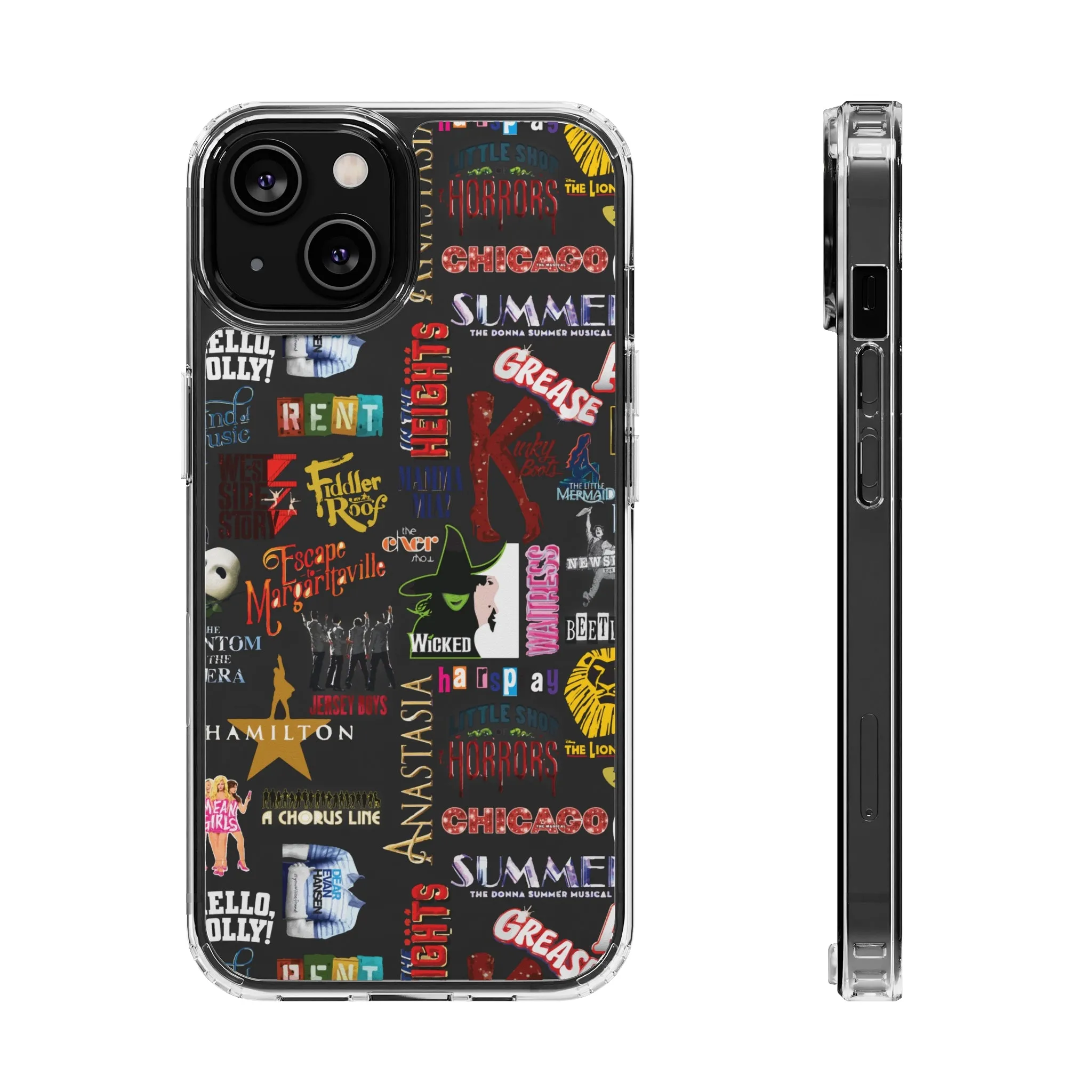 Broadway Logos Clear Phone Case! Disney Inspired Hand drawn Unique Musical Theater Gift