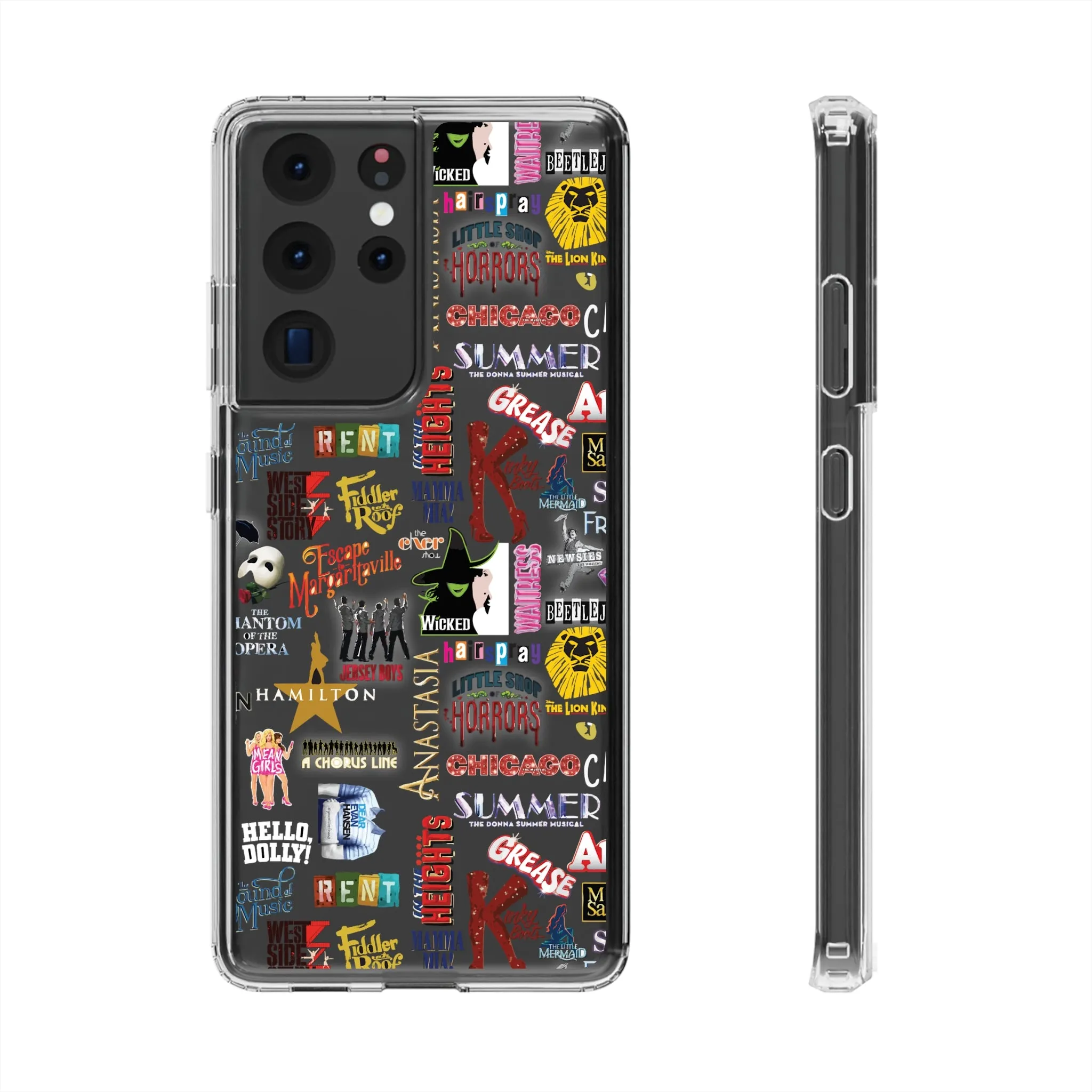 Broadway Logos Clear Phone Case! Disney Inspired Hand drawn Unique Musical Theater Gift