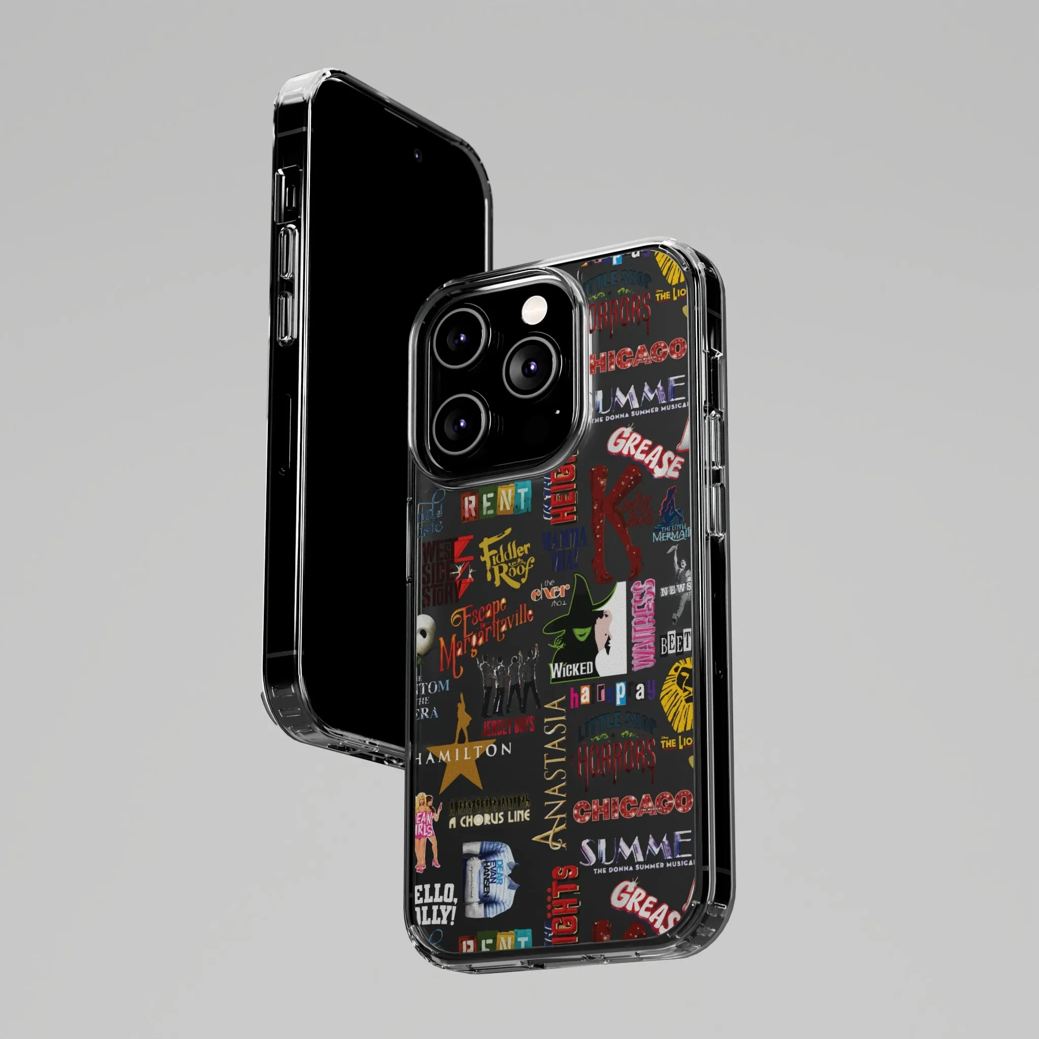 Broadway Logos Clear Phone Case! Disney Inspired Hand drawn Unique Musical Theater Gift