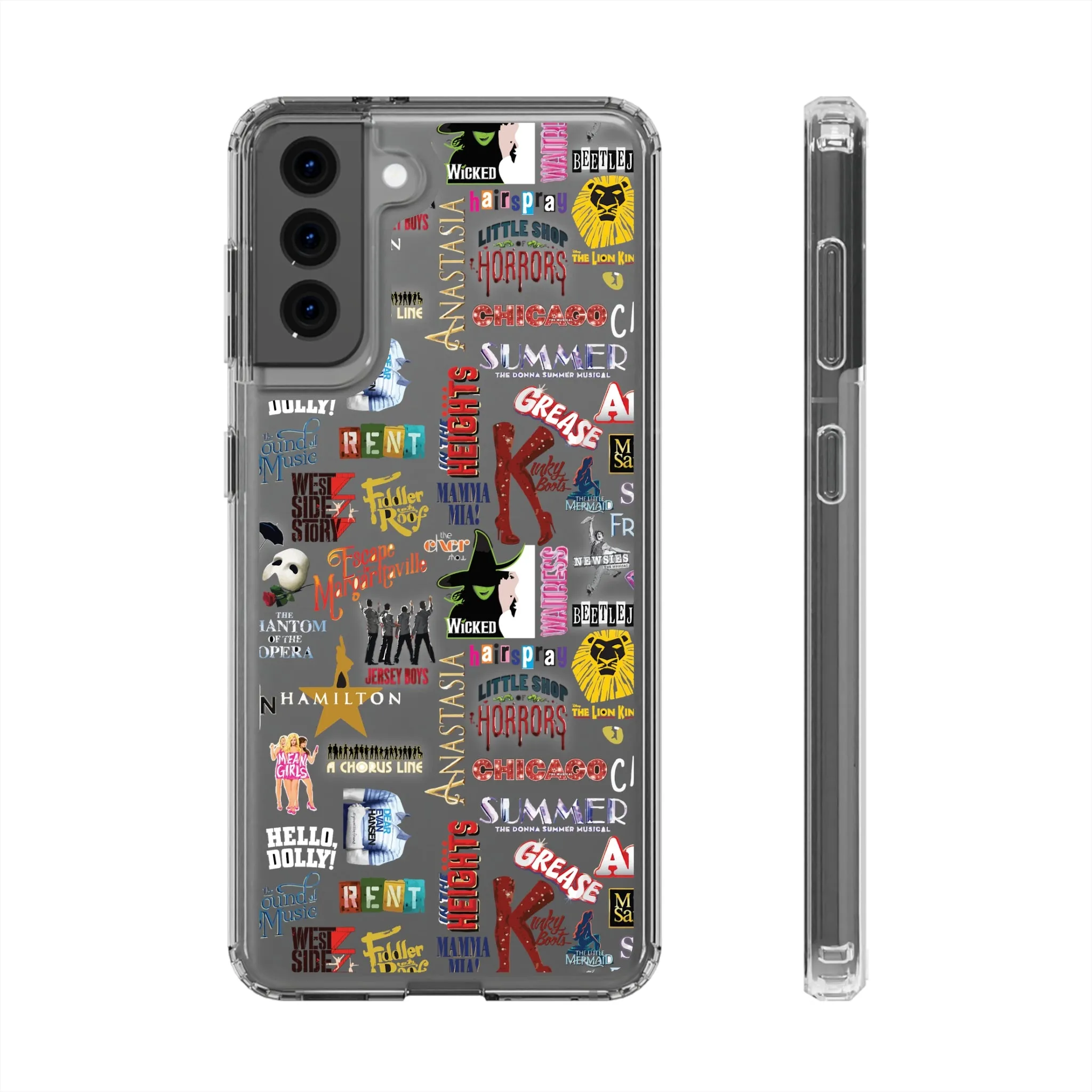 Broadway Logos Clear Phone Case! Disney Inspired Hand drawn Unique Musical Theater Gift