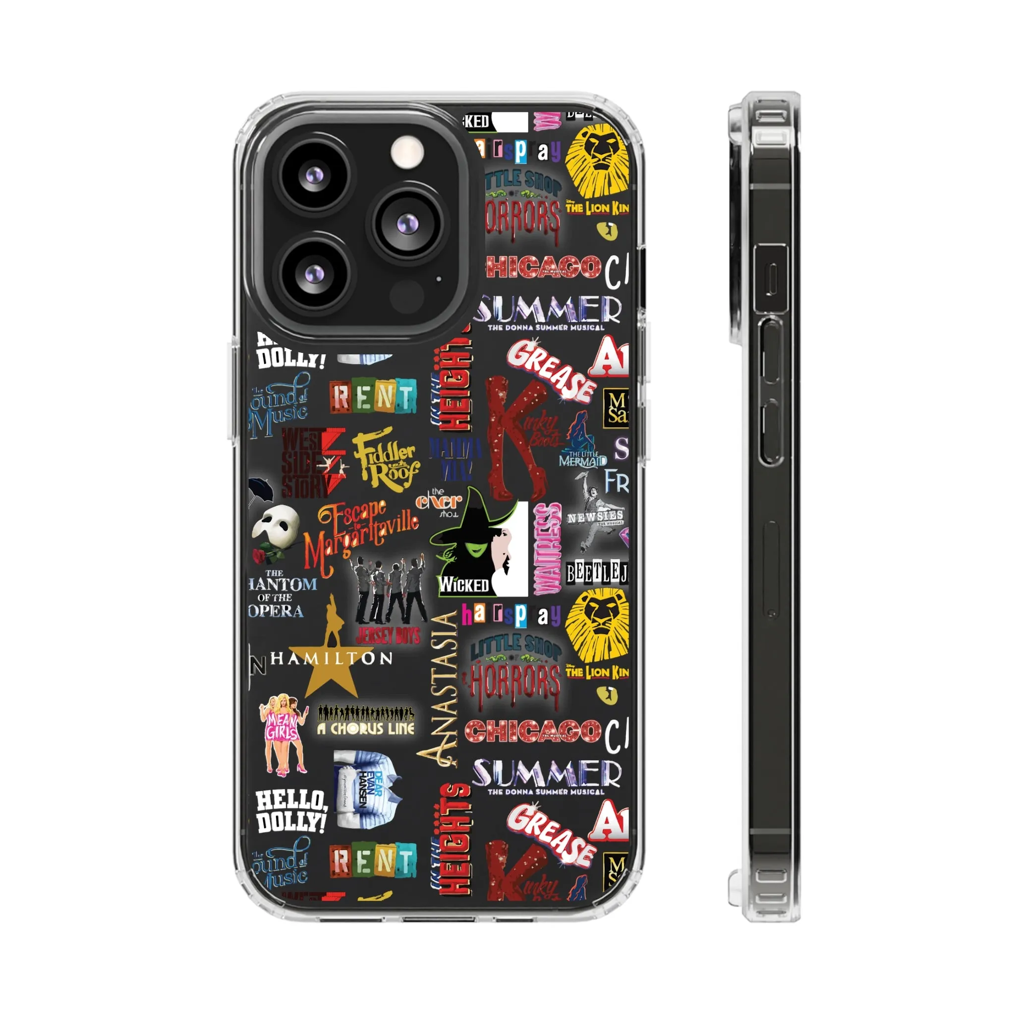 Broadway Logos Clear Phone Case! Disney Inspired Hand drawn Unique Musical Theater Gift