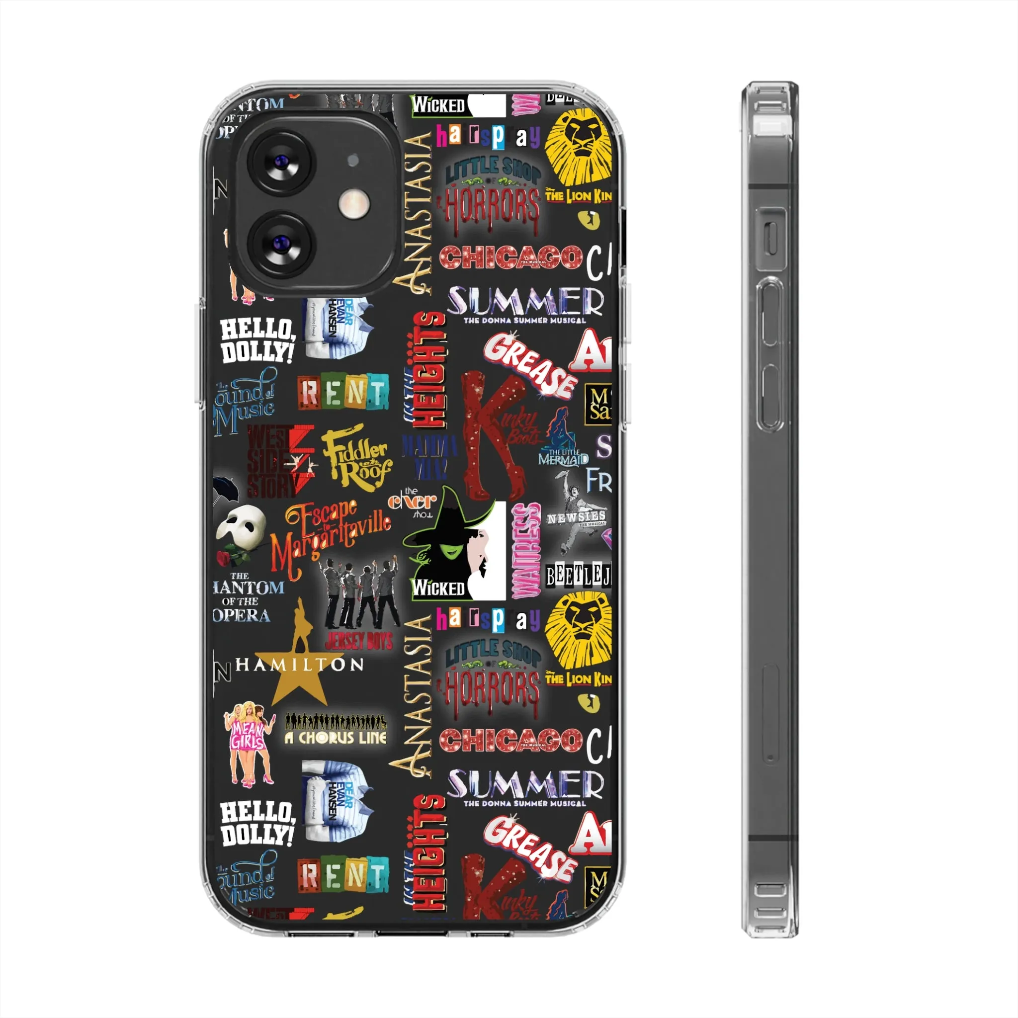 Broadway Logos Clear Phone Case! Disney Inspired Hand drawn Unique Musical Theater Gift