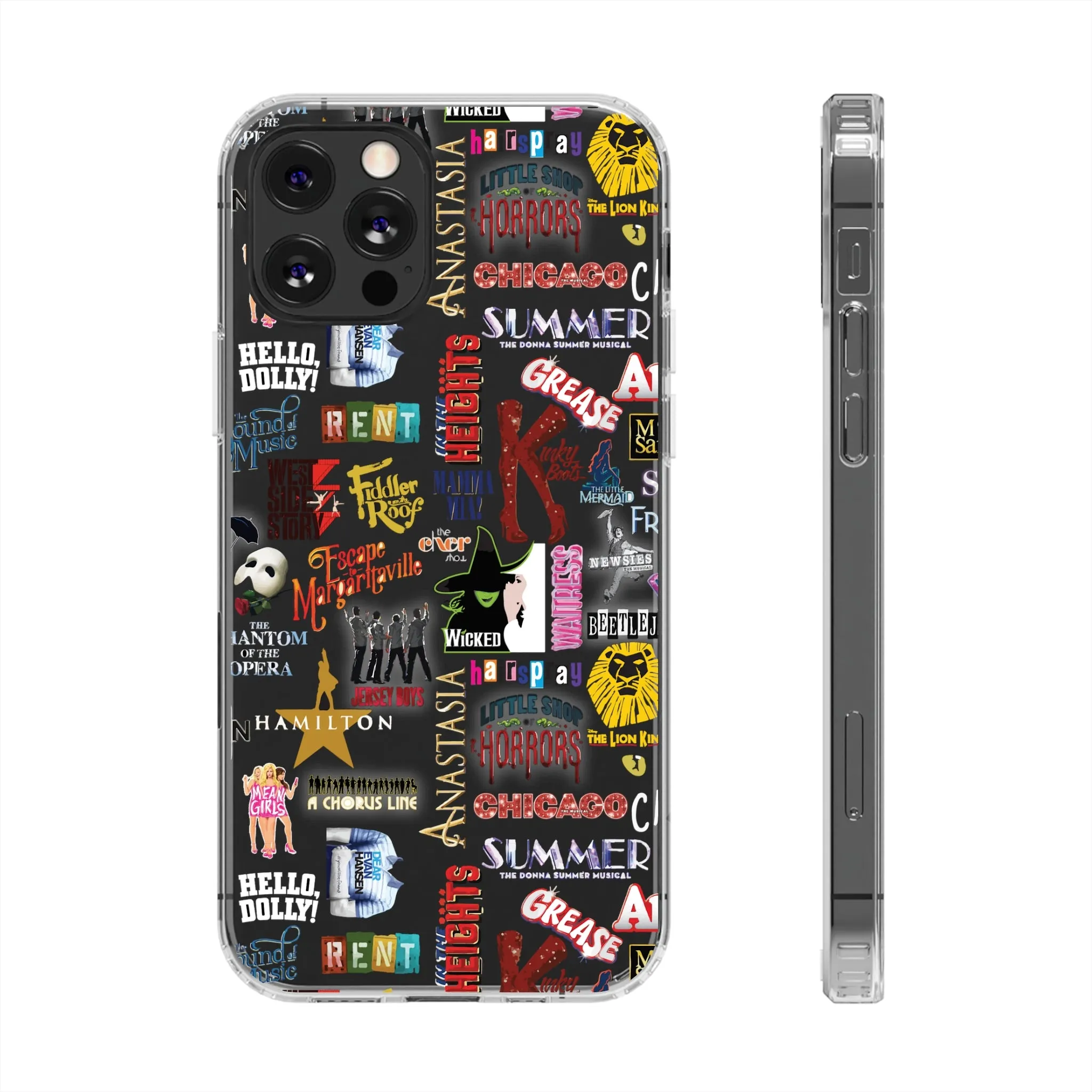 Broadway Logos Clear Phone Case! Disney Inspired Hand drawn Unique Musical Theater Gift