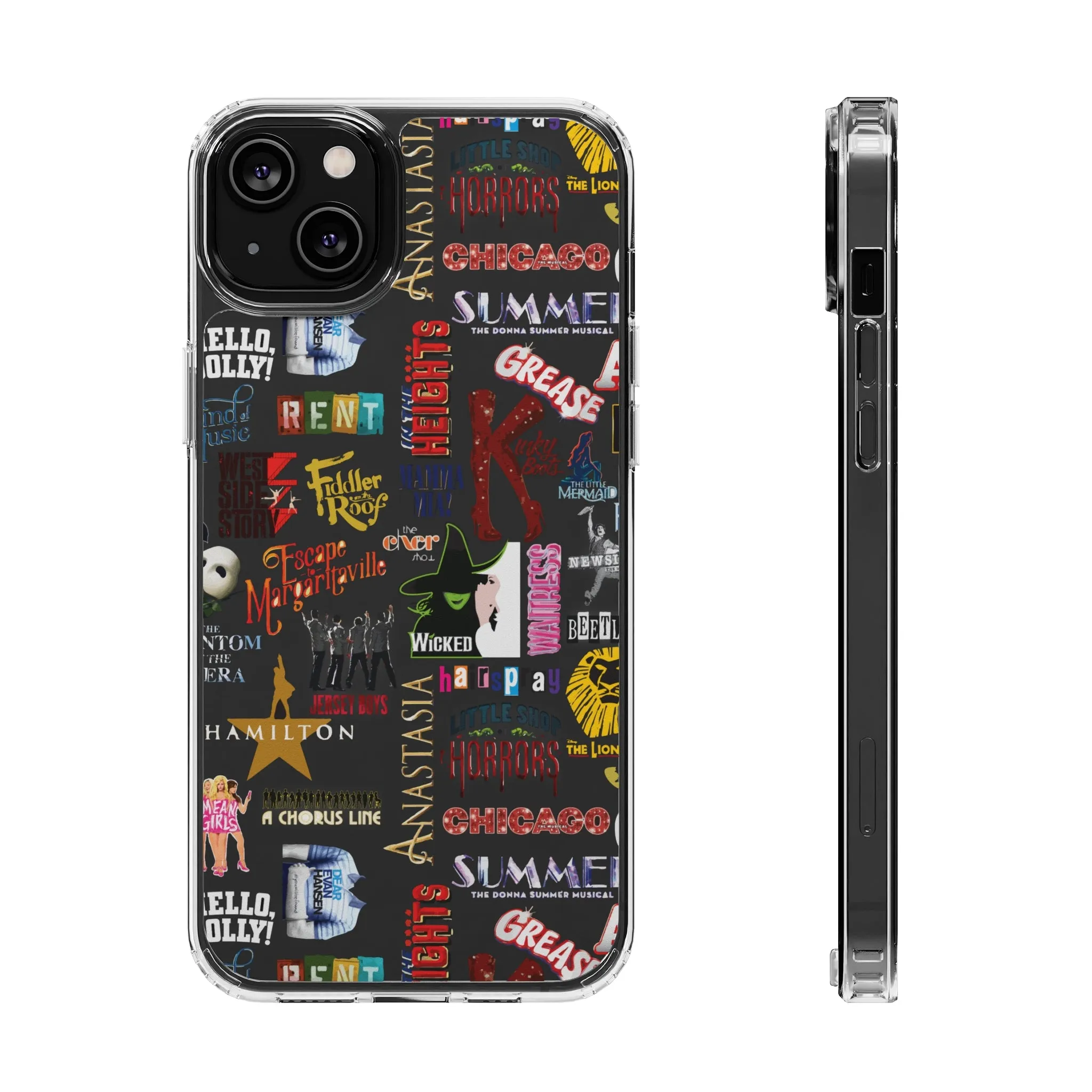 Broadway Logos Clear Phone Case! Disney Inspired Hand drawn Unique Musical Theater Gift