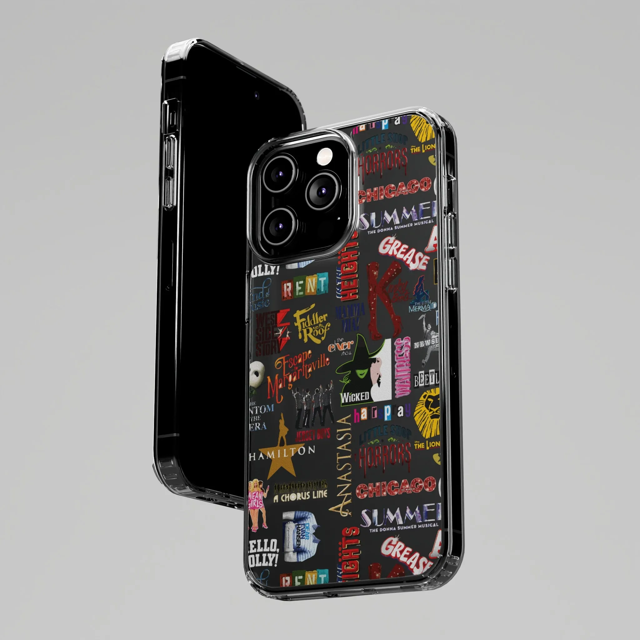 Broadway Logos Clear Phone Case! Disney Inspired Hand drawn Unique Musical Theater Gift