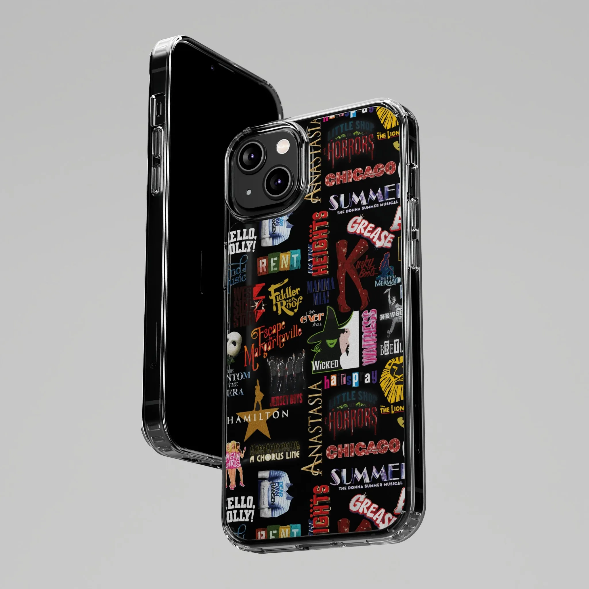 Broadway Logos Clear Phone Case! Disney Inspired Hand drawn Unique Musical Theater Gift