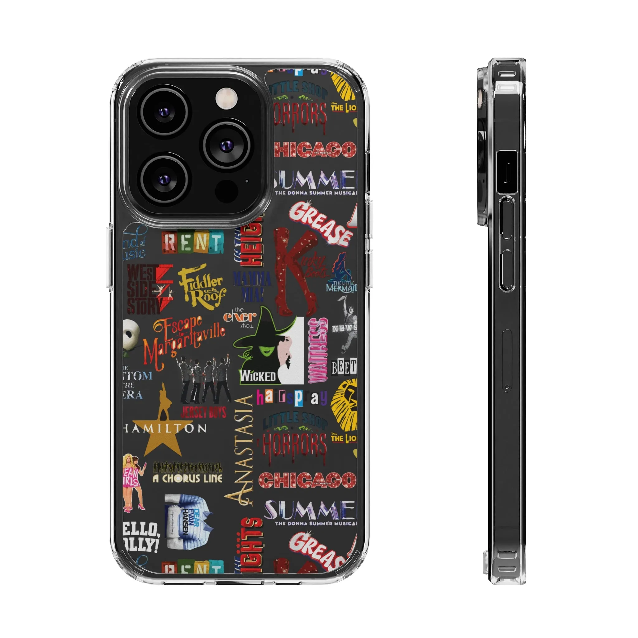 Broadway Logos Clear Phone Case! Disney Inspired Hand drawn Unique Musical Theater Gift