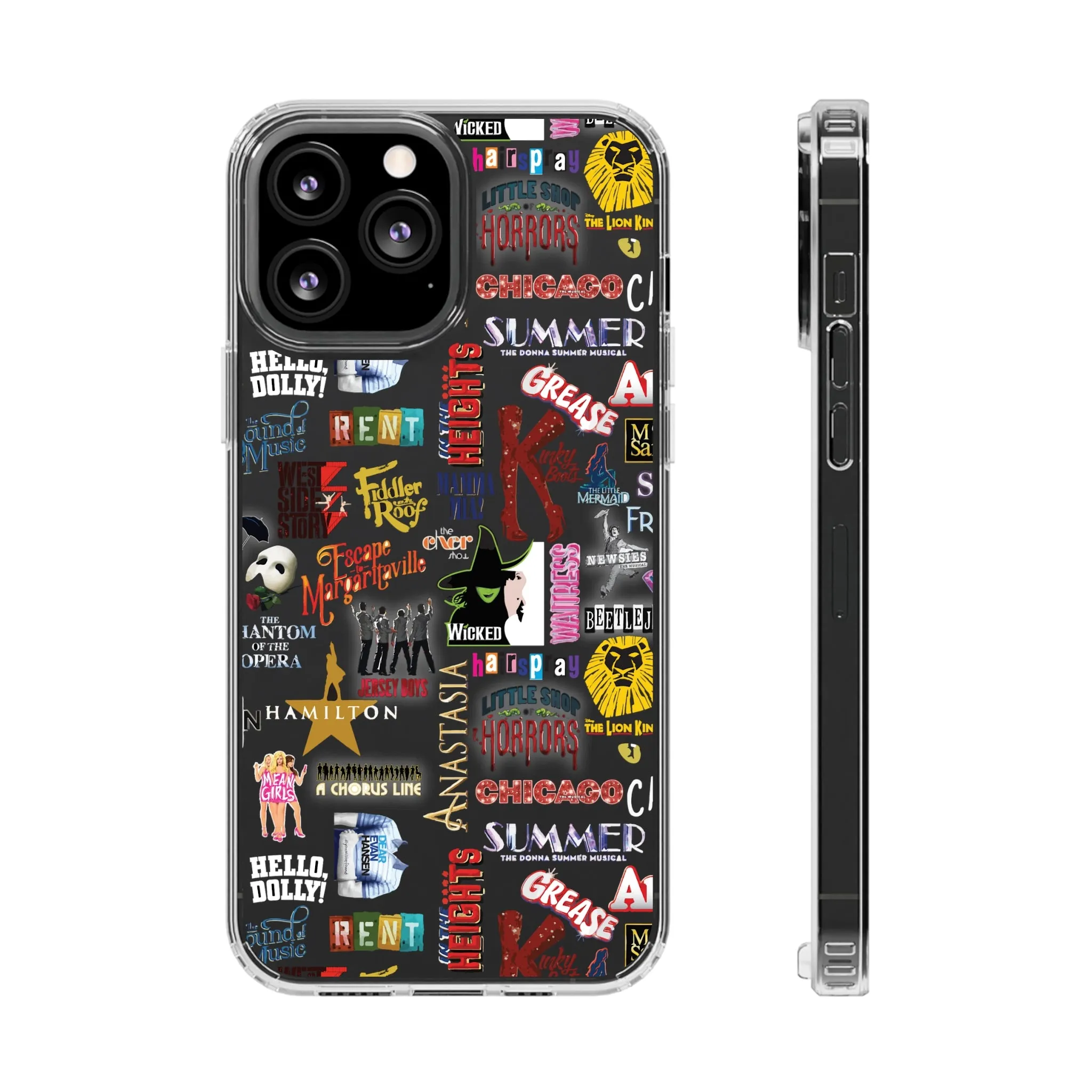 Broadway Logos Clear Phone Case! Disney Inspired Hand drawn Unique Musical Theater Gift