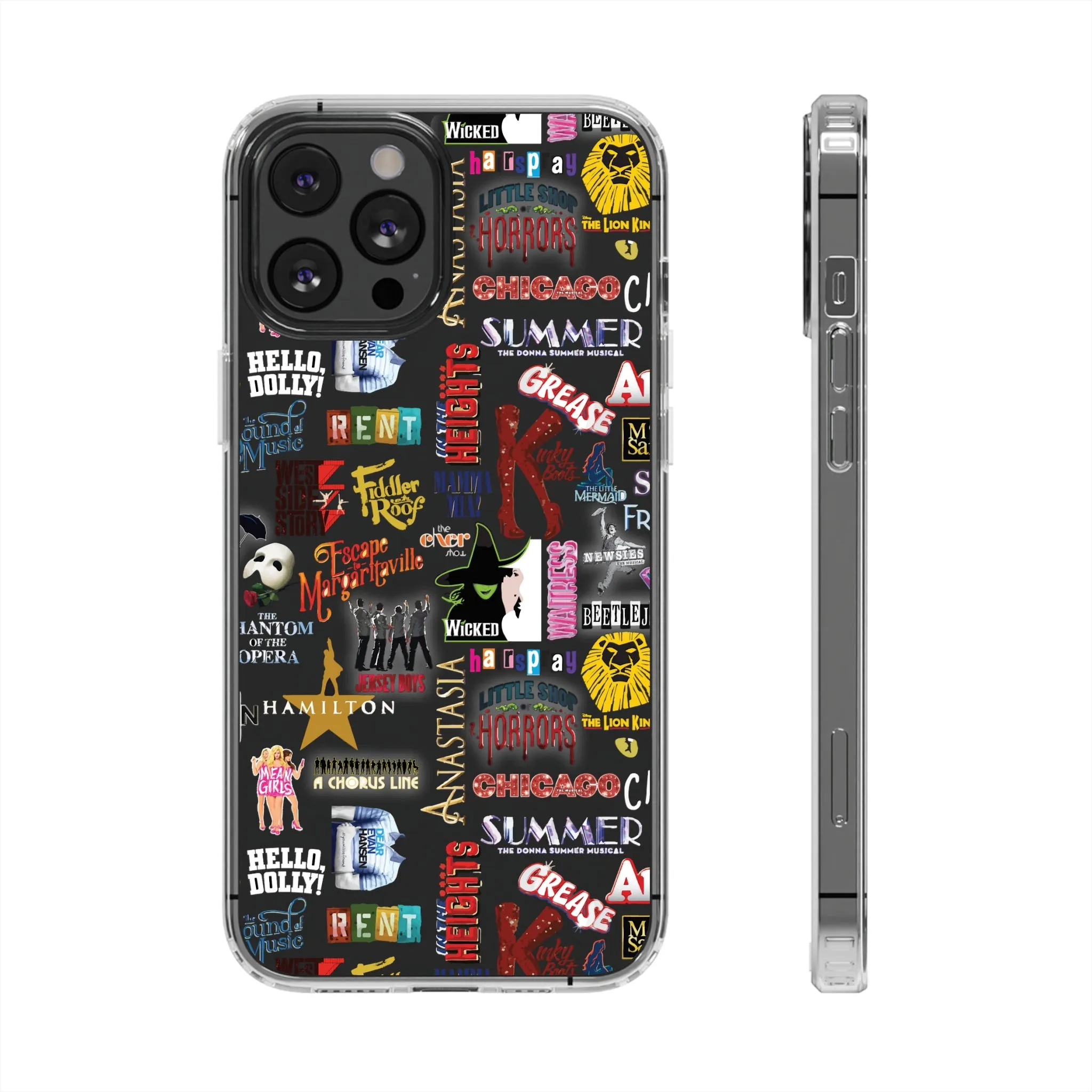 Broadway Logos Clear Phone Case! Disney Inspired Hand drawn Unique Musical Theater Gift